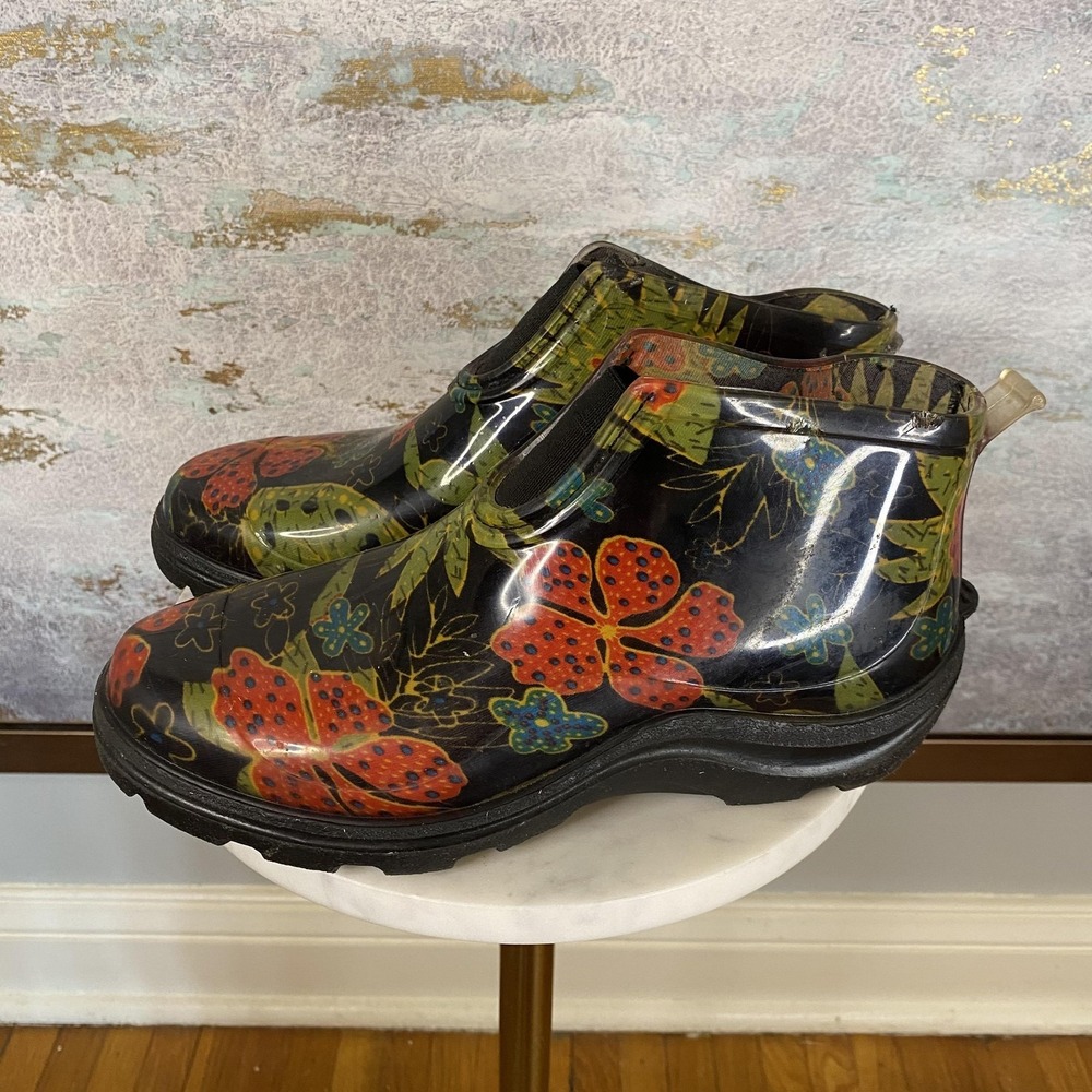 Sloggers Rain Boots Womens Size 8 Multicolor Floral Ankle Garden Waterproof